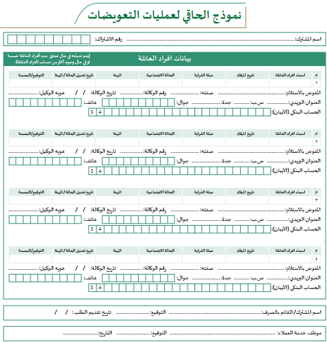 نموذج الحاقي لعمليات التعويضات