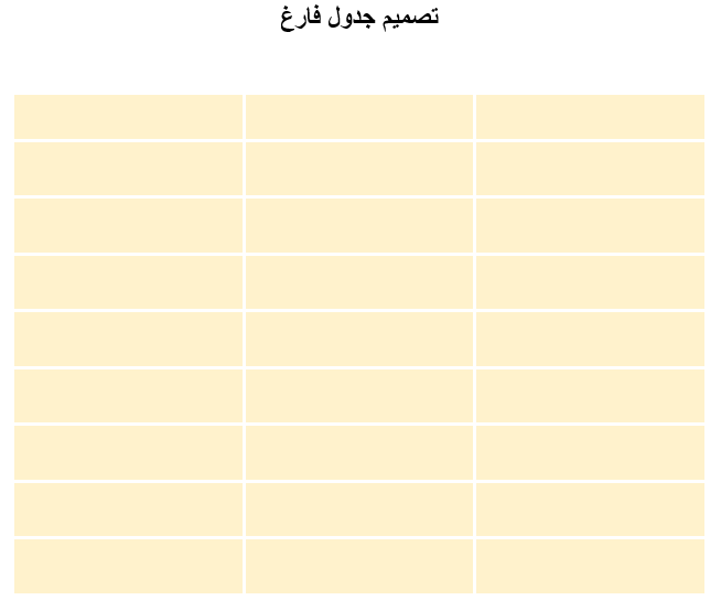 تصميم جدول فارغ