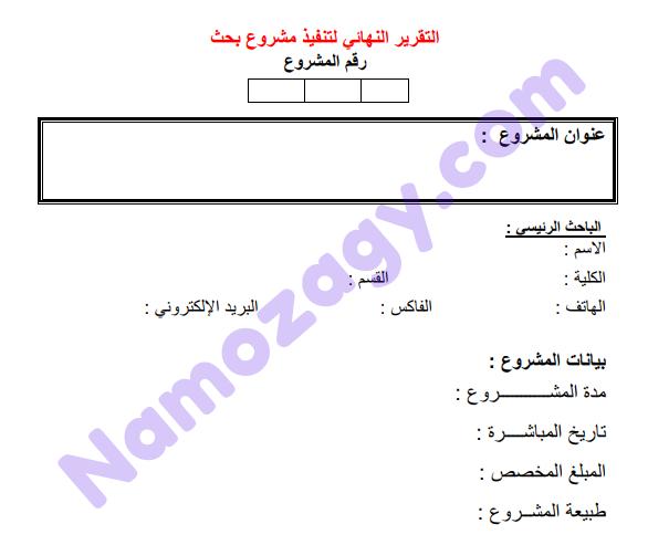 نموذج تقرير فني لتنفيذ مشروع