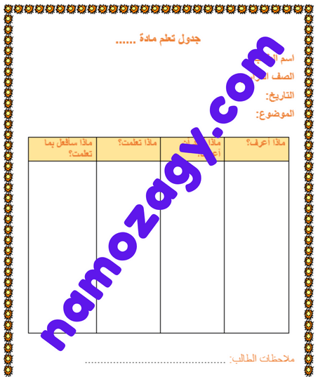 جدول التعلم الجديد