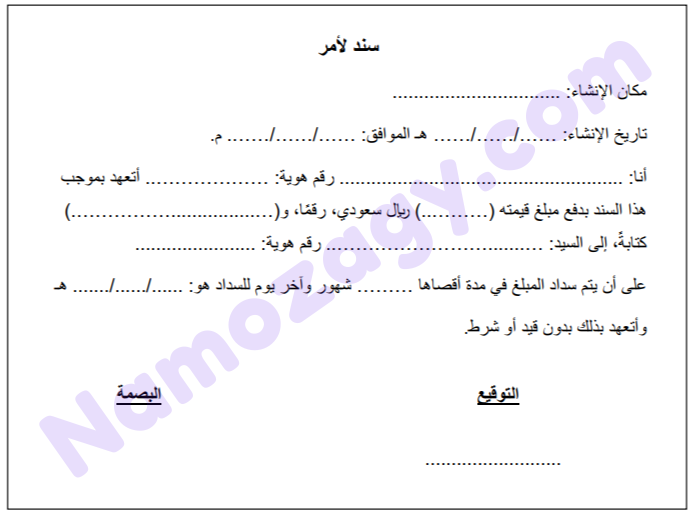 صيغة نموذج سند لأمر pdf