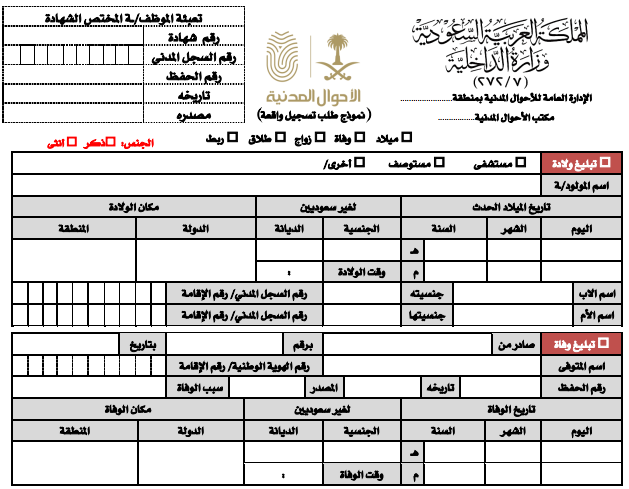 نموذج اضافة مولود داخل المملكة pdf
