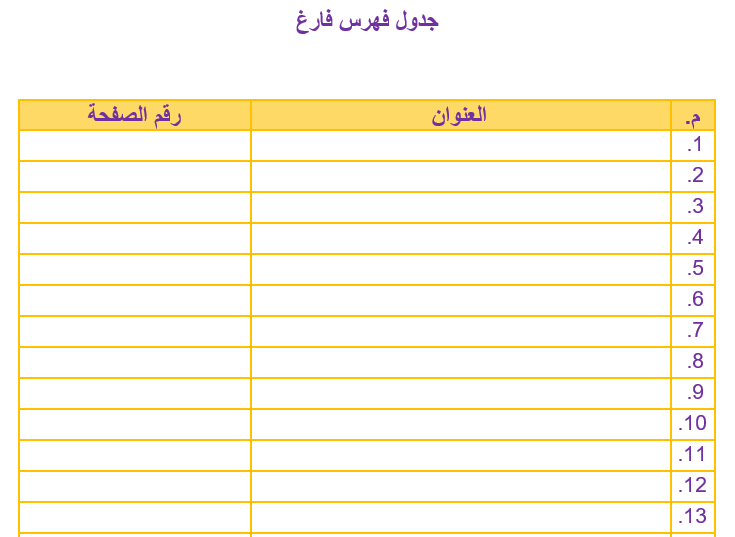 نموذج فهرس بحث جاهز