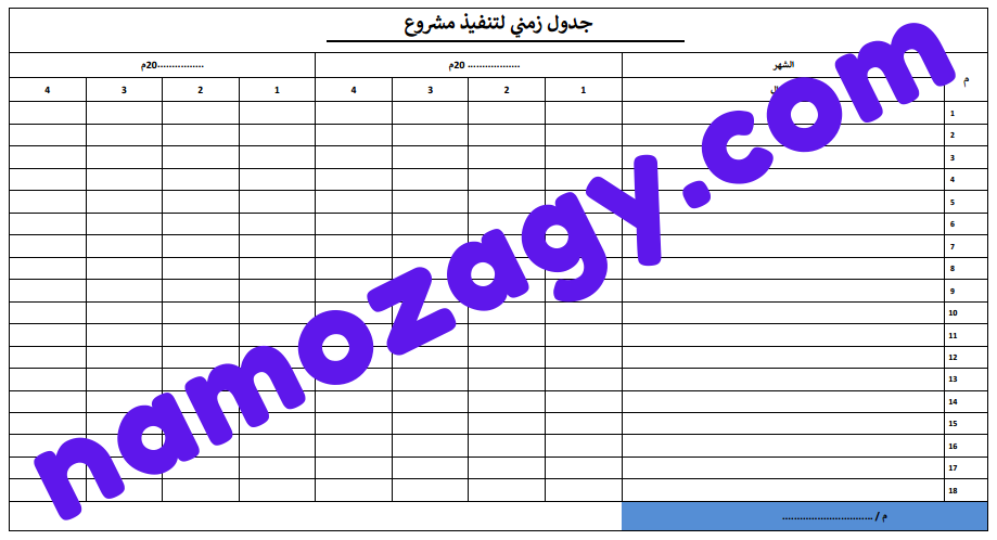 نموذج جدول زمني لتنفيذ مشروع doc و excel