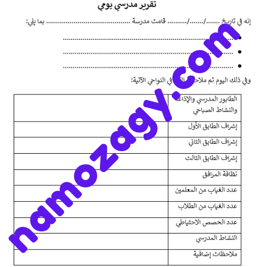 تقرير عن سير العمل في المدرسة